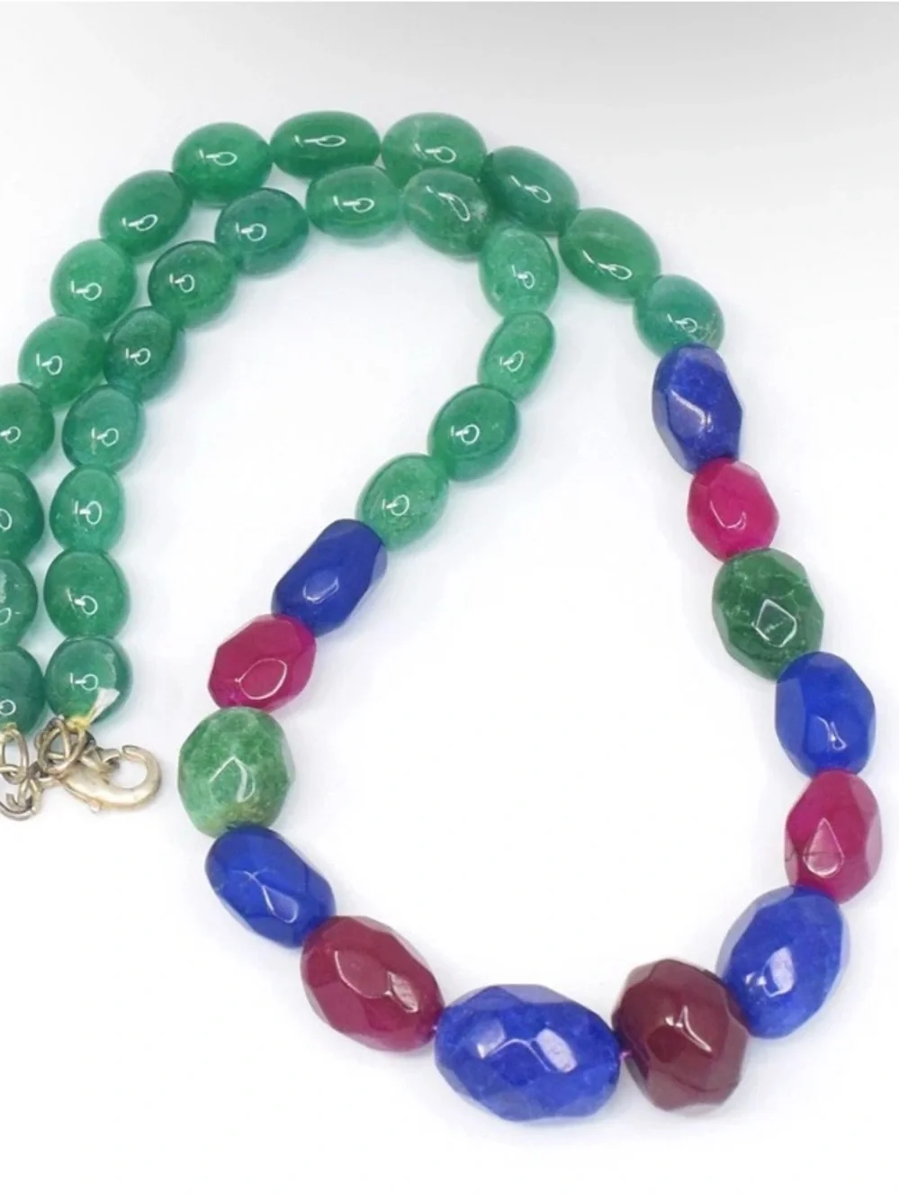 Most Brilliant 424.00 Cts Ruby , Emerald & Sapphire Beaded 20 Inch Necklace